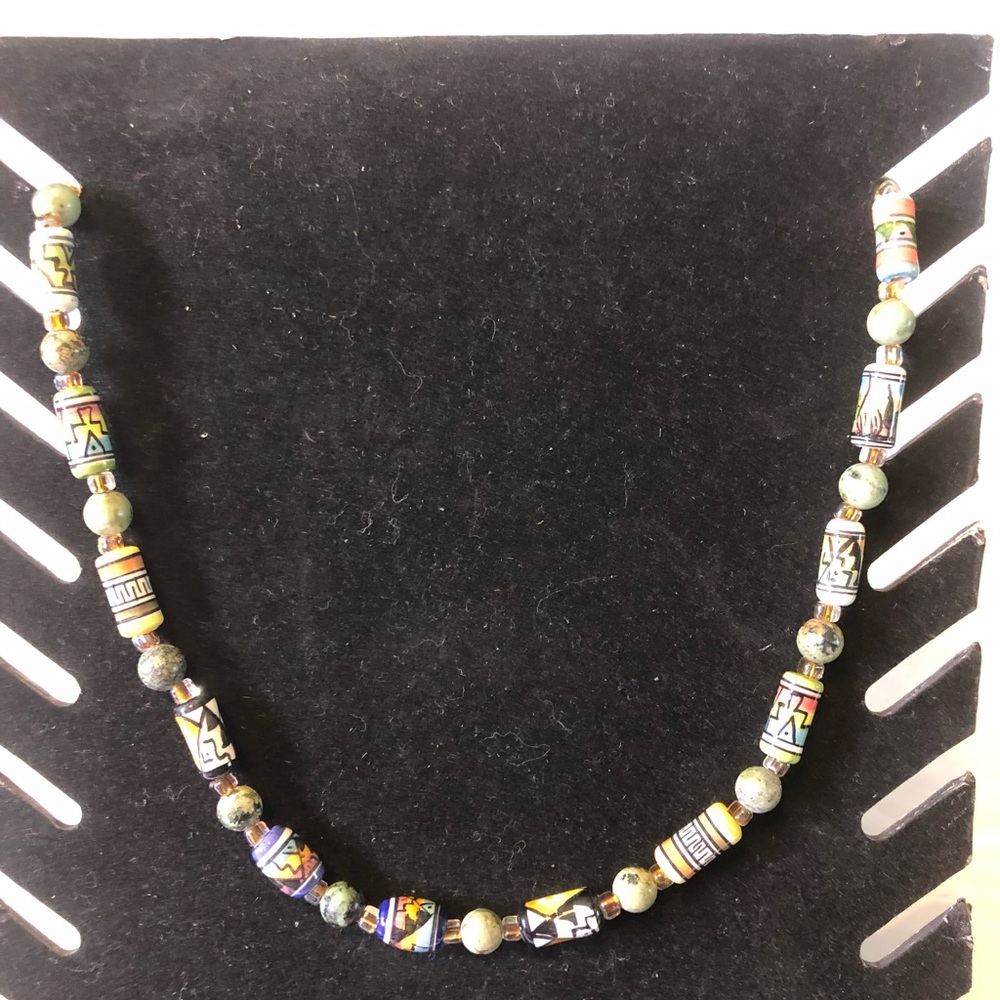 Natural African Mozambique Turquoise Necklace with Peruvian beads